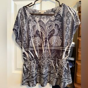 Forever21 Black and Gray Floral Blouse